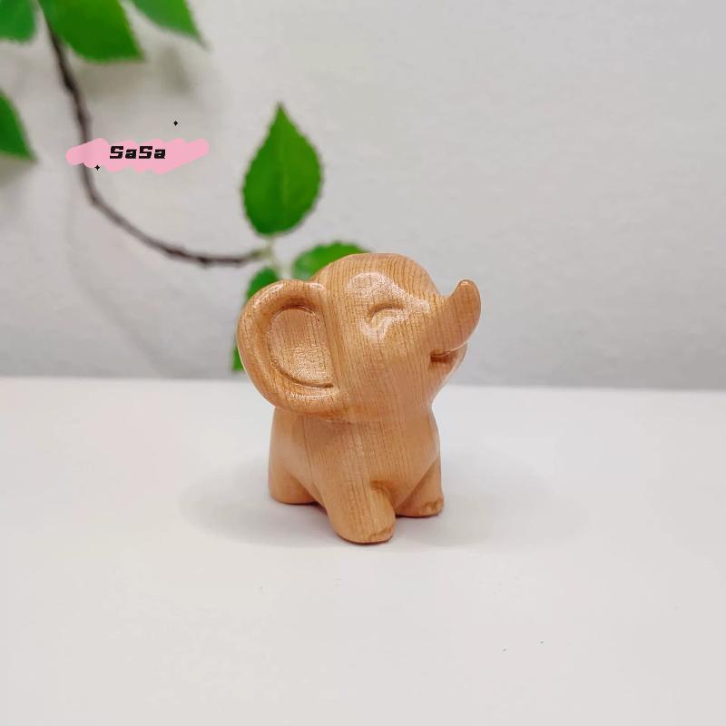 S-1Pc Handcrafted Wooden Elephant Figurine Versatile Indoor Outdoor Decor For Christmas Diwali New Year Prosperity Gift