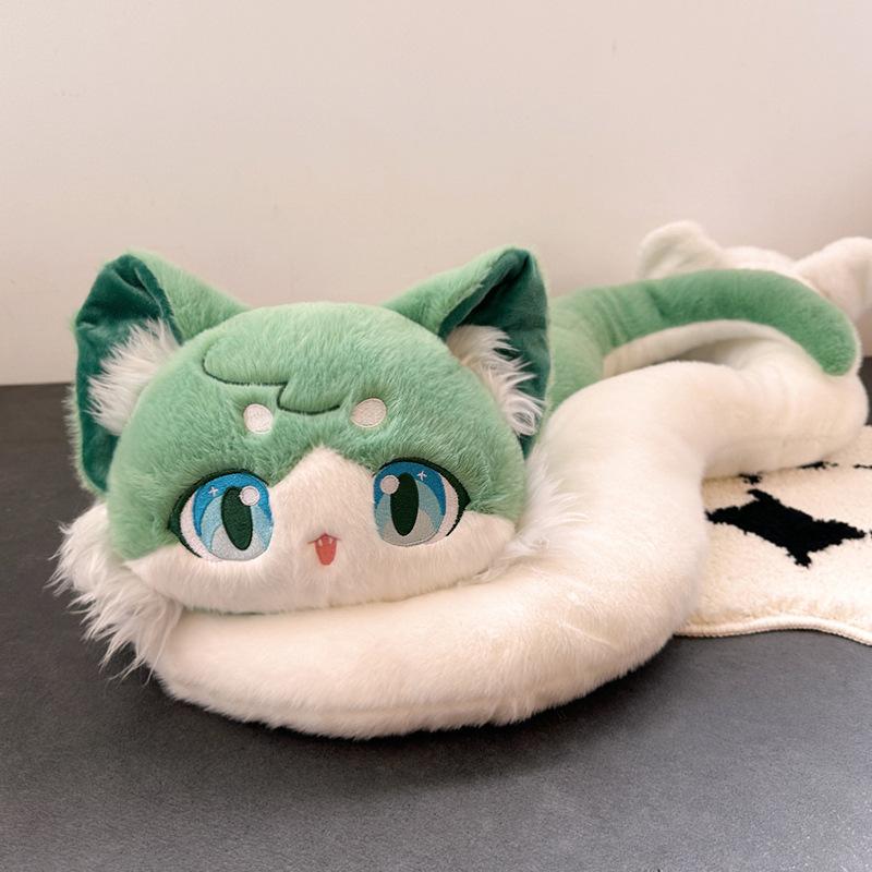 

Cartoon Cat Snake Doll Plush Toy Meow Meow Snake Doll Year Of The Snake Mascot Child Soothing Pillow Rag Doll 14Cm pendant (0.05kg) зелений