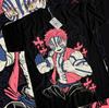 Akaza Kimetsu no Yaiba T-shirt Demon Slayer Tanjiro Unisex Czarny T-shirt Wszystkie Rozmiary