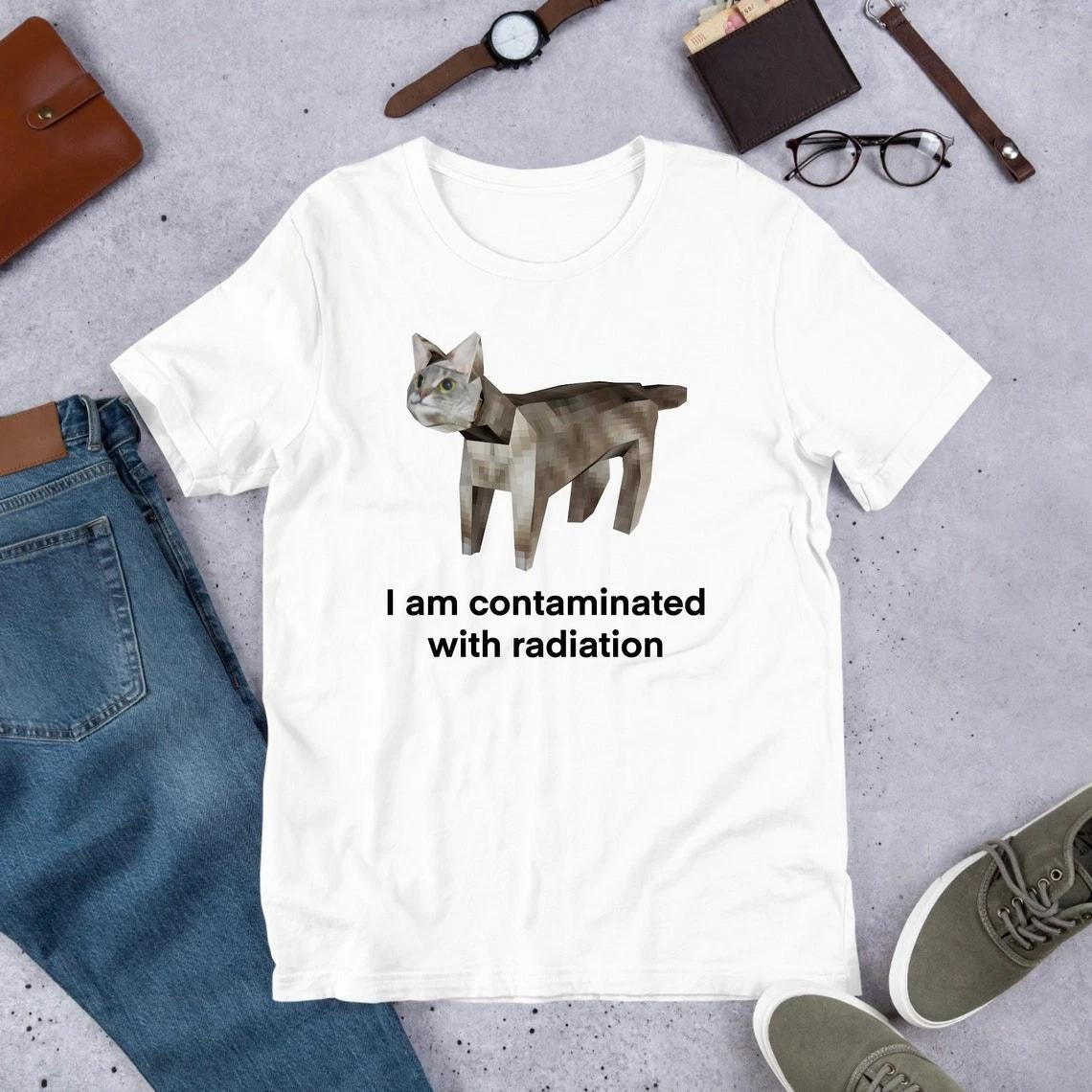 I Am Contaminated Funny Cat Meme Shirt An interesting cotton T-shirt M