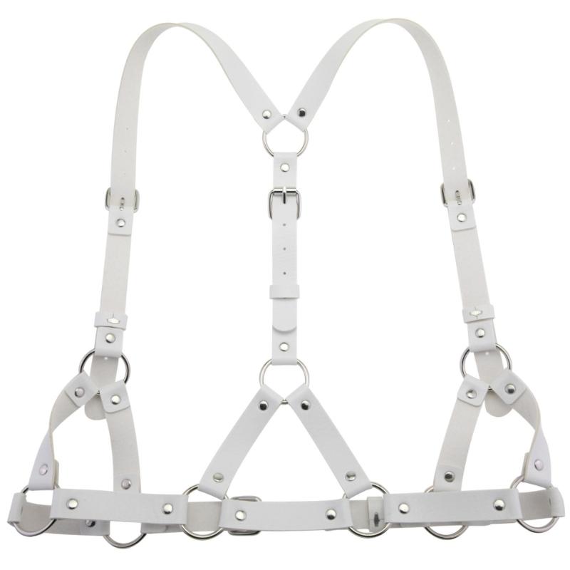 Удобная Регулируемая Панк Цепь на Тело Шлейка ПУ Панк Поясная Шлейка Для Косплея Вечеринки Хэллоуина Праздничного Мероприятия белый