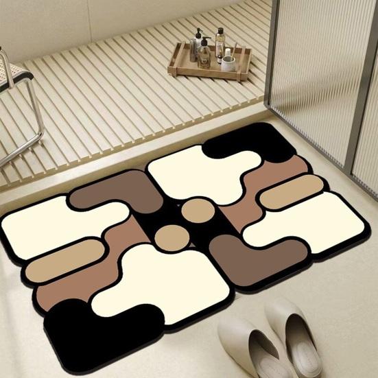 Colorful Puzzle Floor Mat Absorbent Bathroom Rug Non-Slip Bath Mat Decorative Door Mat for Entrance Kitchen Shower Bathtub