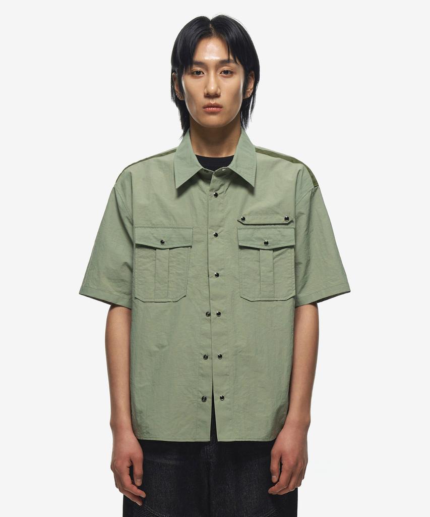 Sekeonmonollogeu Nylon Snap Fatigue Work Half Shirt Jacket [Khaki]_Sesh011Khaki