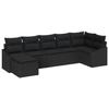 VidaXL Ensemble de Canapés de Jardin 7 Pièces avec Coussins Noir Rattan Poly 3346813