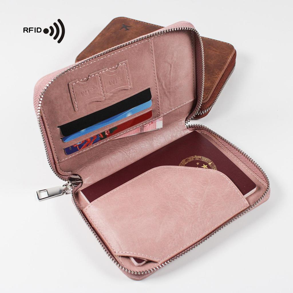 2024 RFID Anti-Theft Zipper Passport Holder: Multifunctional Travel Wallet Organizer