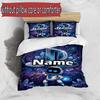 3pcs Duvet Cover Set (1*Duvet Cover + 2*Pillowcase, Without Core), Custom Name Cosmic Bot Crew Pattern Bedding Set, Home Bedroom Decor Gift