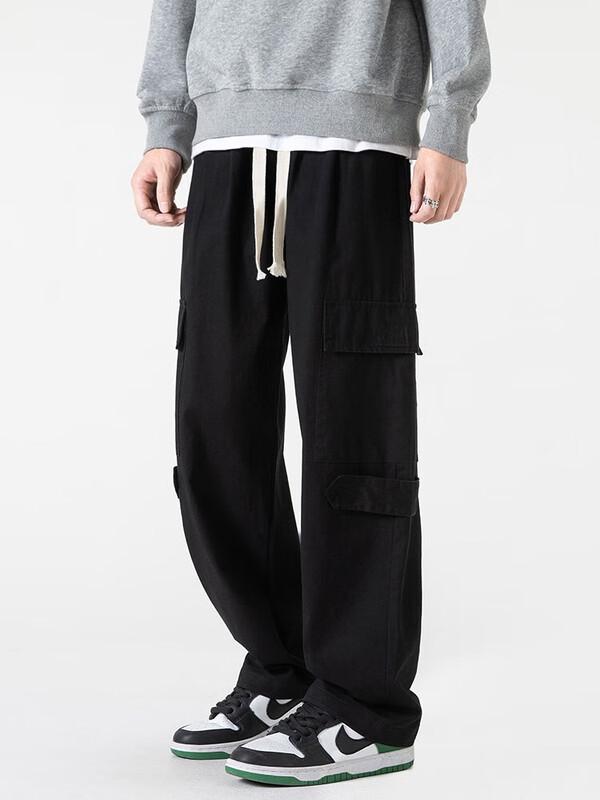 Men's Pure Cotton Retro Loose Straight Cargo Pants