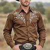 Camicia da Uomo con Stampa Floreale Lavorazione Etnica Camicia Western Camicia da Cowboy Manica Lunga Vintage Retrò Vacanza all'Aperto