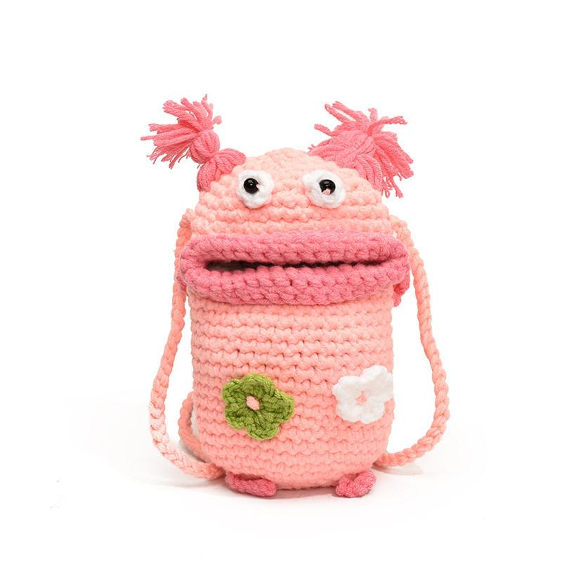 

Восхитительная Уникальная И Вязаная Сумка Из Пряжи Для Детей С Забавной Мультяшной Эстетикой розовый