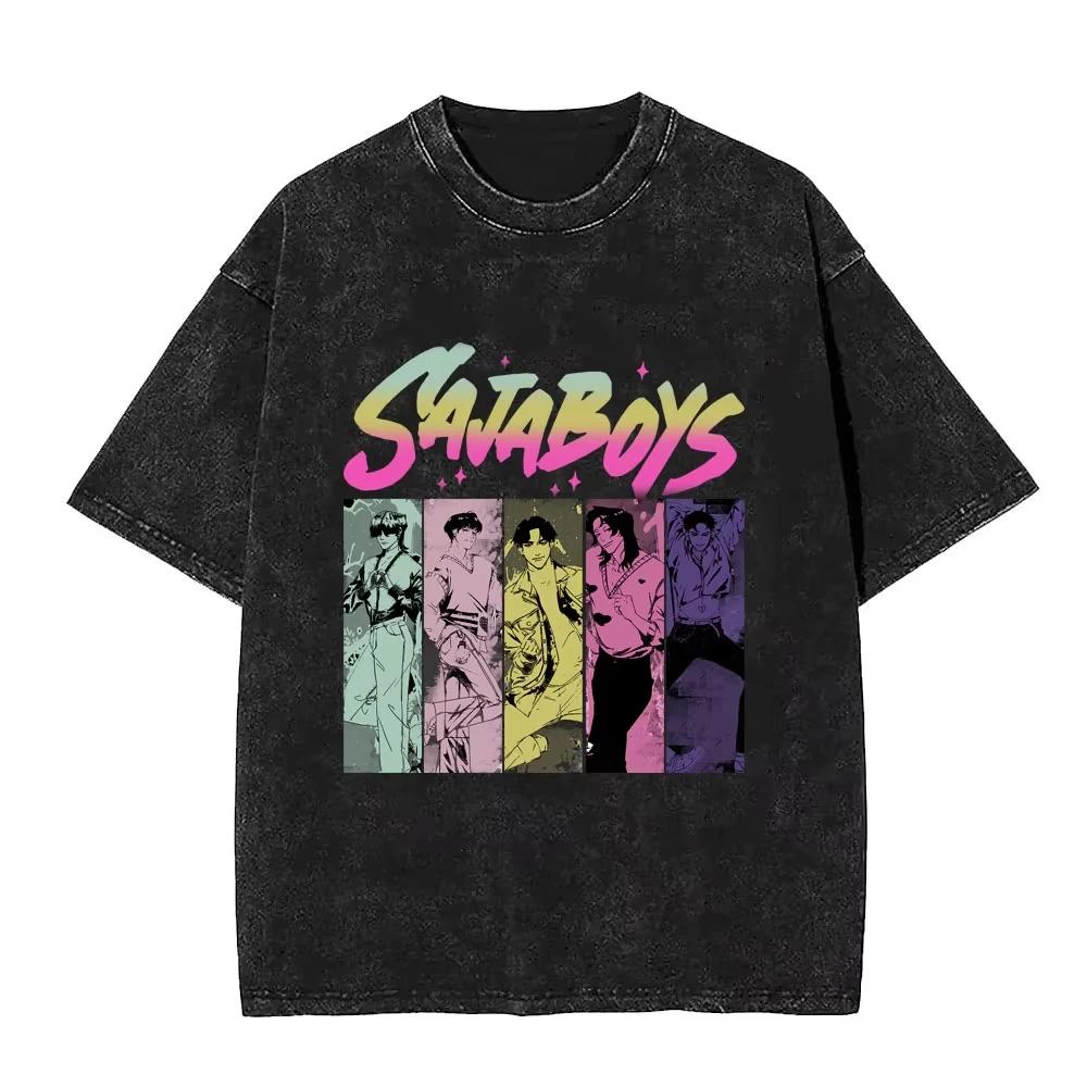 Film KPop Dämonenjäger Derpy Tiger Vintage Washed T-Shirt Herren Damen Cartoon Streetwear Herren Lustige Oversize T-Shirts