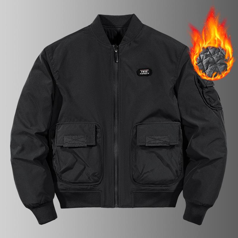 

Инструментальная хлопковая мужская весенне-осенняя утолщенная зимняя двусторонняя куртка спортивная бейсбольная куртка куртка пилота 5XL чёрный