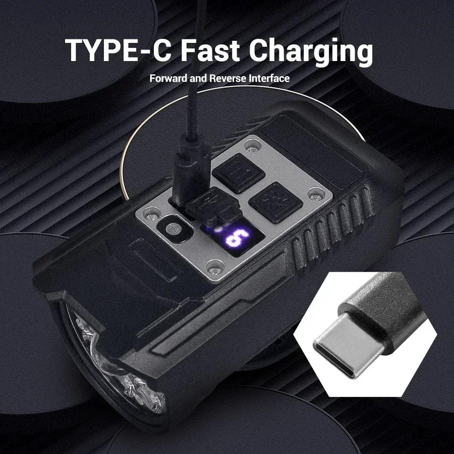 S75 9LED Bicycle Front Light Type-C Rechargeable Bicycle Headlamp MTB Road Bike Front Headlight for Night Riding Cycling Safety