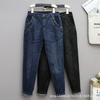 Plus Size Women Jeans Solid Pants Denim Autumn Female Elastic Basic Blue High Waist Trousers Oversize Fashion New Pants 4XL 5XL