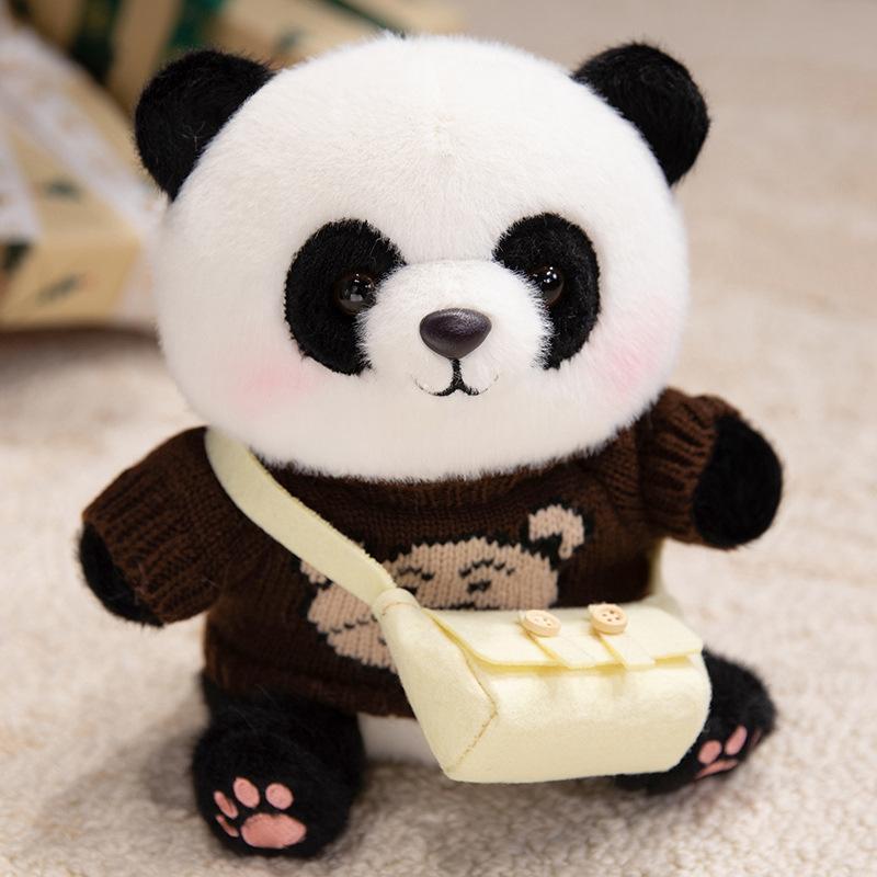 Cute Cute Dressed Panda Doll Plush Toy Black And White Panda Doll Children Accompany Soothing Doll