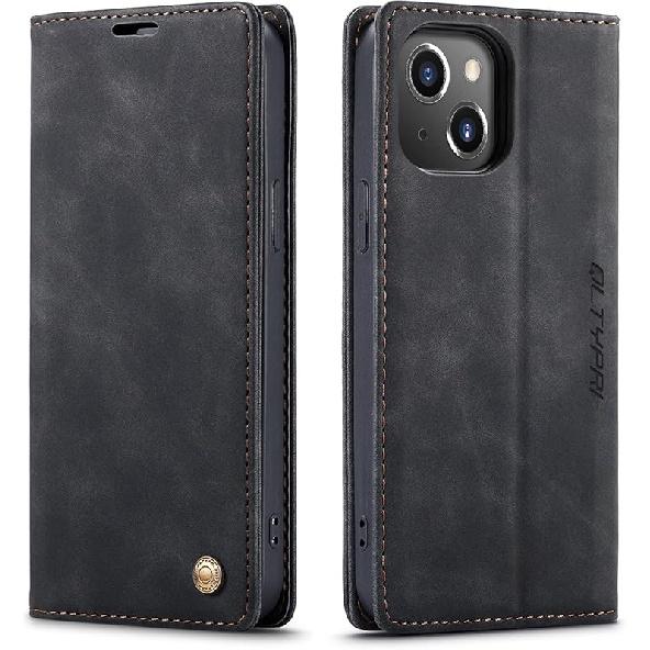 QLTYPRI Case for iPhone 14, Vintage PU Leather Wallet Case Card Slot Kickstand Magnetic Closure Shockproof Flip Folio Book Case Cover for iPhone