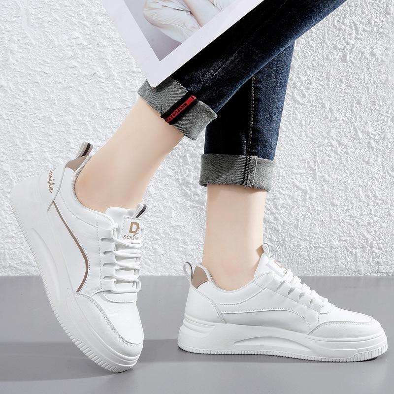 Women's 2024 Spring Thick-Soled White Fashion Sneakers
