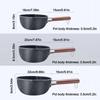 Portable Iron Omelette Pan Non-stick with Wooden Handle Wheat Stone Stockpot Noodle Pot Kitchen Supplies