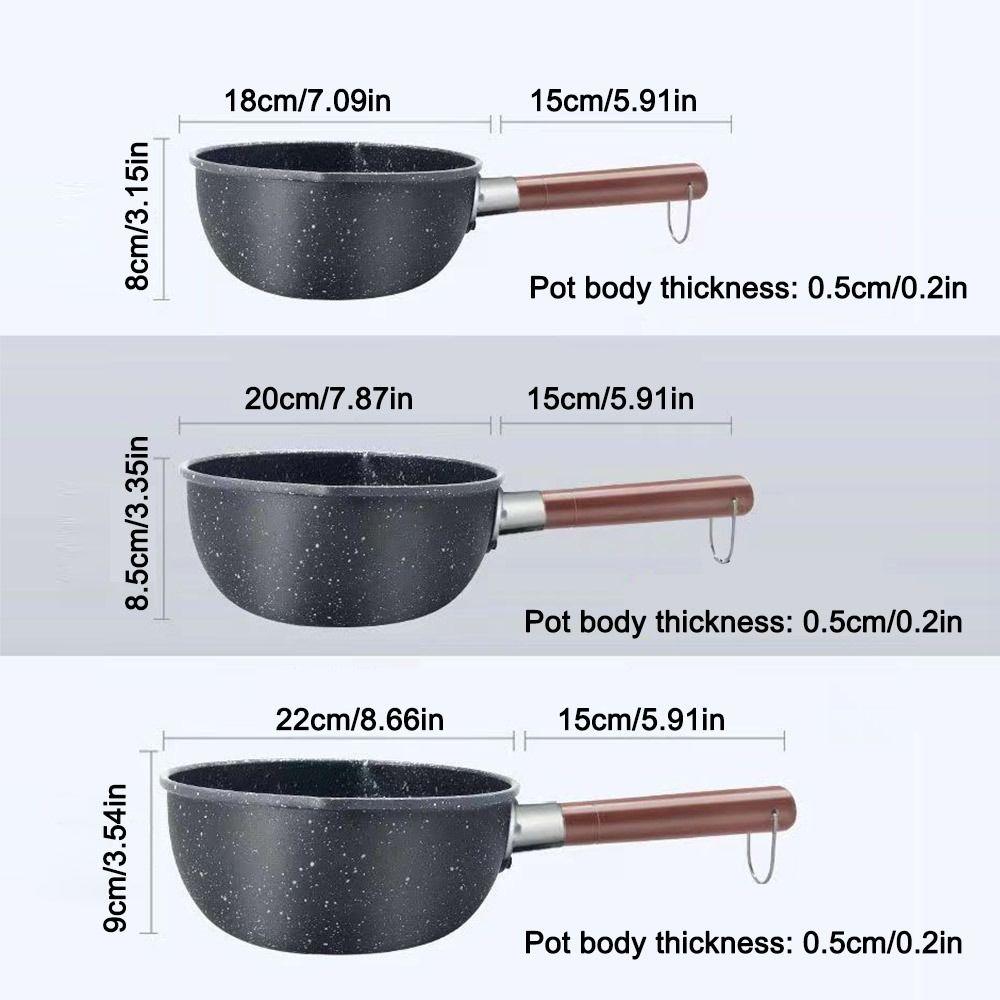Portable Iron Omelette Pan Non-stick with Wooden Handle Wheat Stone Stockpot Noodle Pot Kitchen Supplies