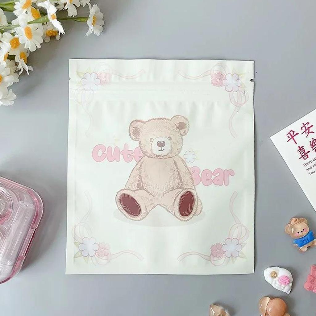 20Pcs Cute Fairy Bear Bow Matte Ziplock Bag Girl Gifts Kpop Photocard Packaging Homemade Blind Bag Material Girls Desk Organizer