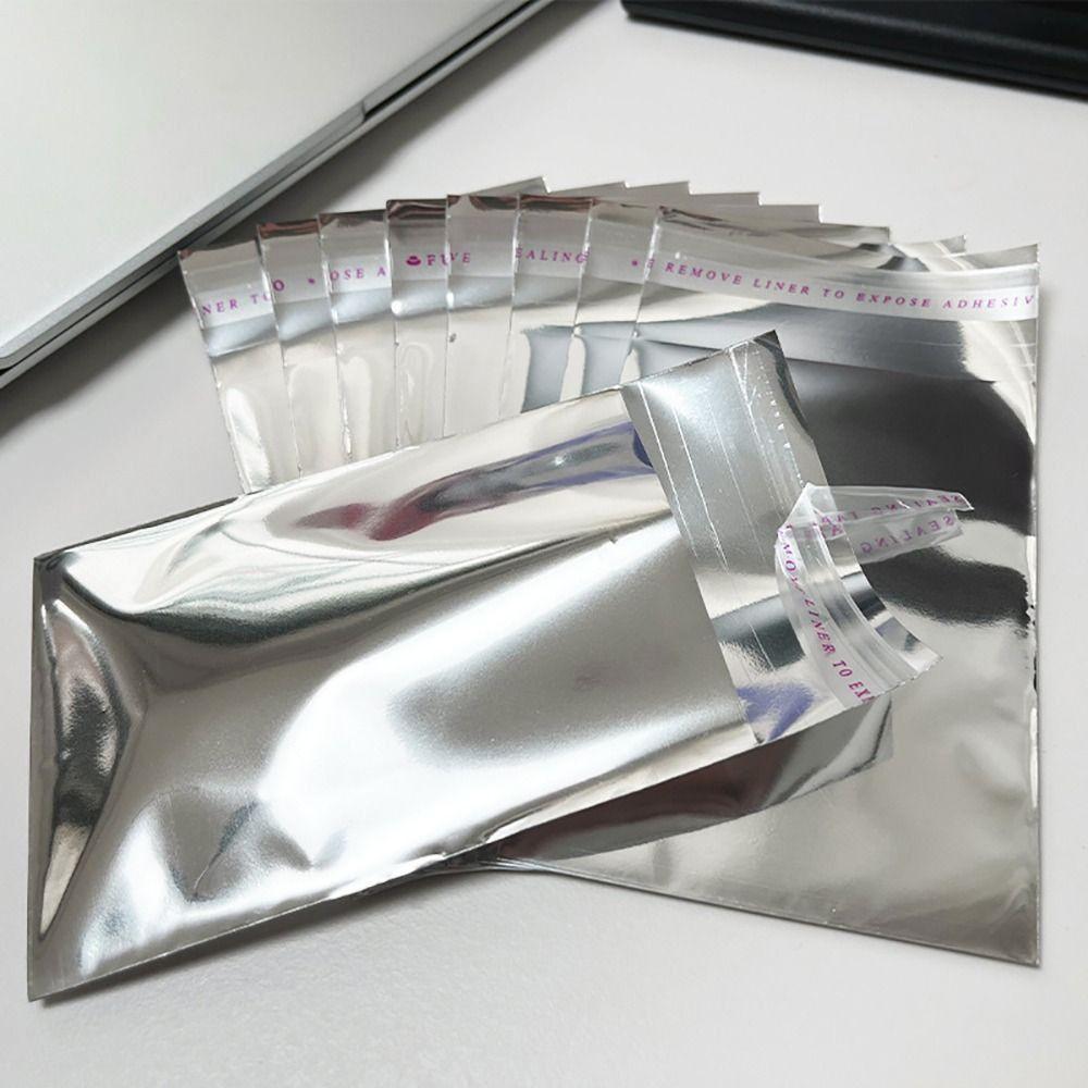 200Pcs Gifts Package Self Adhesive Bags Aluminum Foil Cookie Candy Packaging Small Seal Bag 7x9cm Silver Storage Bags