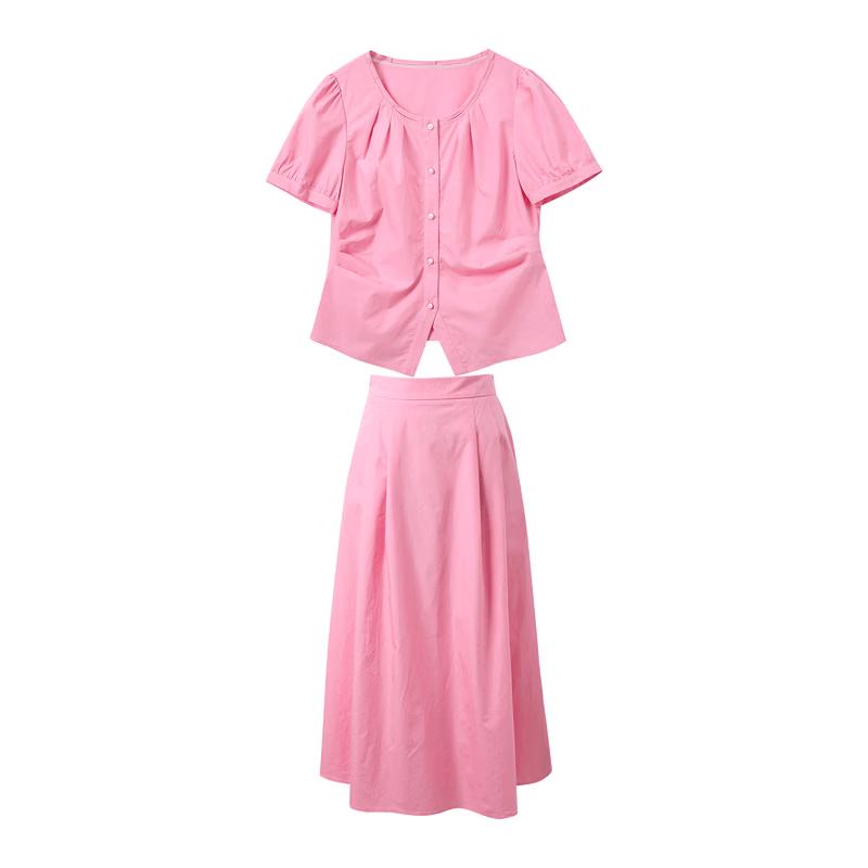 Sancai Lyocell Cotton Plus Size Cardigan & Skirt Set