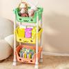 Four-Tier Rolling Cart Storage Box with 360-Degree Wheels Sturdy Construction Strong Load-bearing Toy Storage Trolley Bookshelf Snack Rack