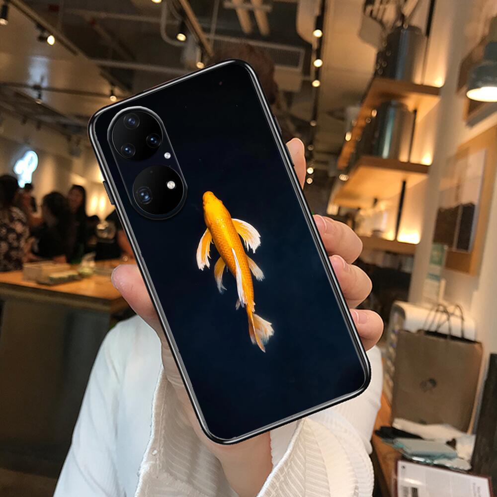 Etui na telefon z karpiem koi do Huawei p50 P40 p30 P20 10 9 8 Lite E Pro Plus czarne Etui Coque Malowanie Hoesjes komiks fas