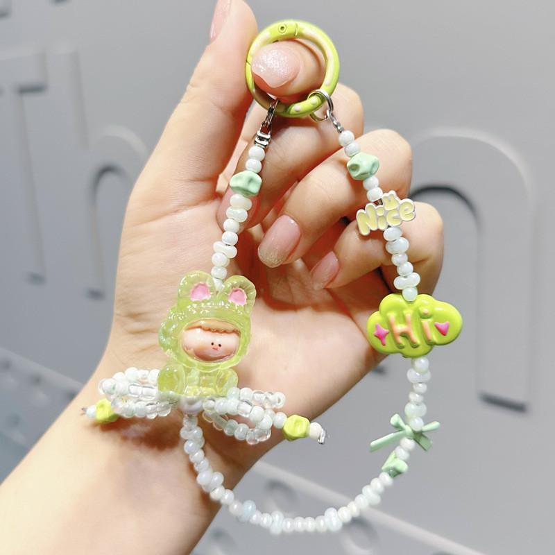 Adorable Cartoon Sanrio Handmade Beaded Mobile Phone Chain Keychain Cute Bag Pendant