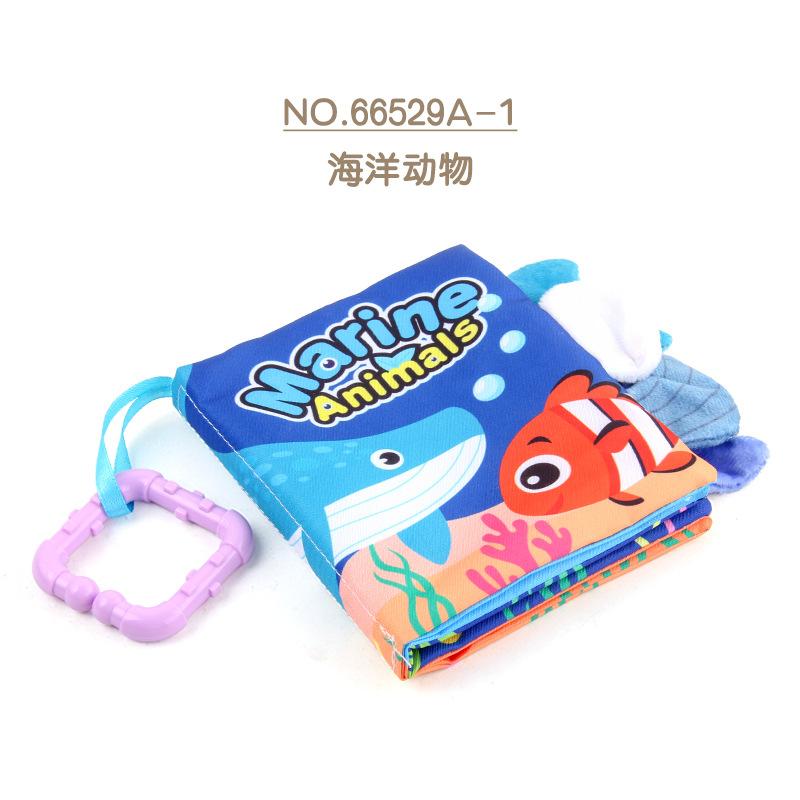 Infant Early Education Cognitive Cloth Book Toy Sound Paper Can Not Be Torn Three-Dimensional English Palm Book With Hanging Ring Tail Cloth Book