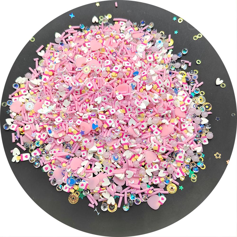 Miniature Pink Ice Cream Bead Shape Cute Mini Polymer Clay Sticker Slices Kawaii for Decoration 500g/bag