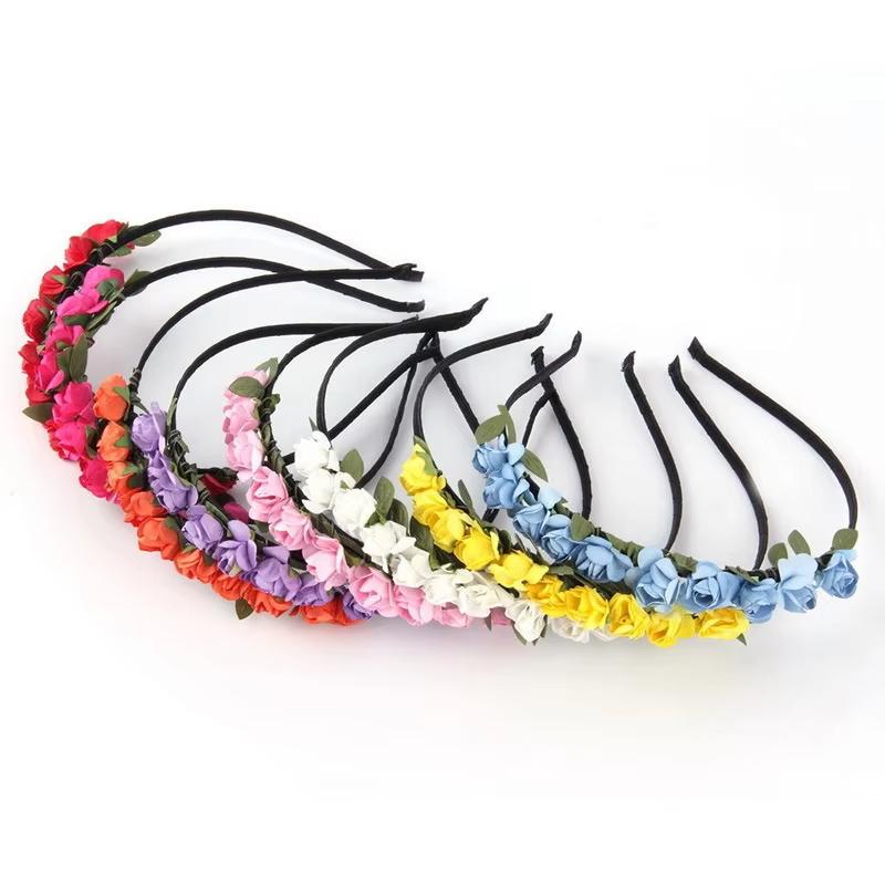 Flower Heads Boho Hair Garland Girl Beach Crown Hair Band Headband Wedding Hair Accessories Headwear for Girls Kids