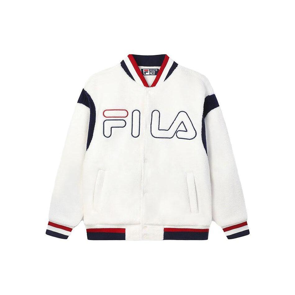 

Куртка FILA Letter Color Block Single Button с длинным рукавом, бейсбольное пальто, мужская куртка Fresh-Milk-White F11M349502F-IV L