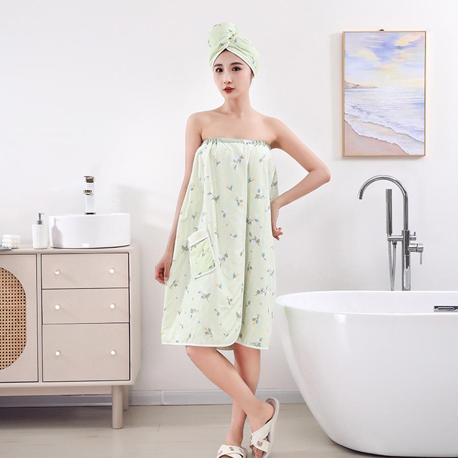Quick-Dry Absorbent Bath Skirt & Hair Drying Cap Set