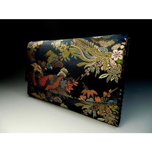 Men's Tea Ceremony Beginner's Set, Urasenke Style, Phoenix Design, Large Tri-Fold Tea Ceremony Utensil Set with Confectionery Cutter Pocket (Synthetic