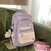 High-value contrasting schoolbag female junior high school student plaid large-capacity travel backpack multi-layer storage student backpack
