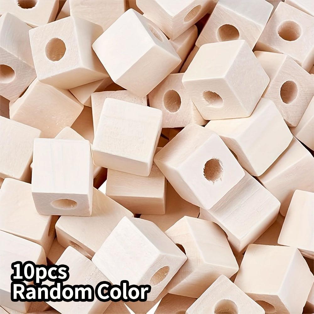 

10/30/50 шт. Незаконченные деревянные кубики для поделок 19 мм Деревянные блоки с отверстиями Квадратные разделительные бусины для поделок DIY Проекты 10pcs