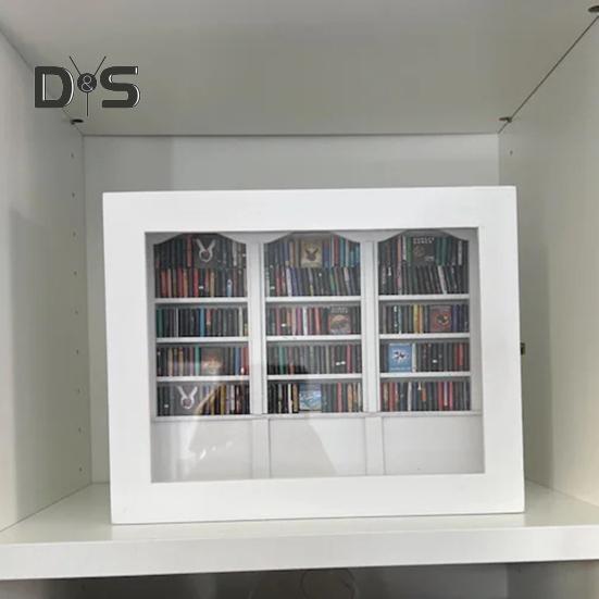 Anxiety Relief Mini Bookshelf Realistic Miniature Bookshelf Ornament with 300 Pcs Mini Book Wood Simulated Mini Bookshelf for Book Lovers Home Office