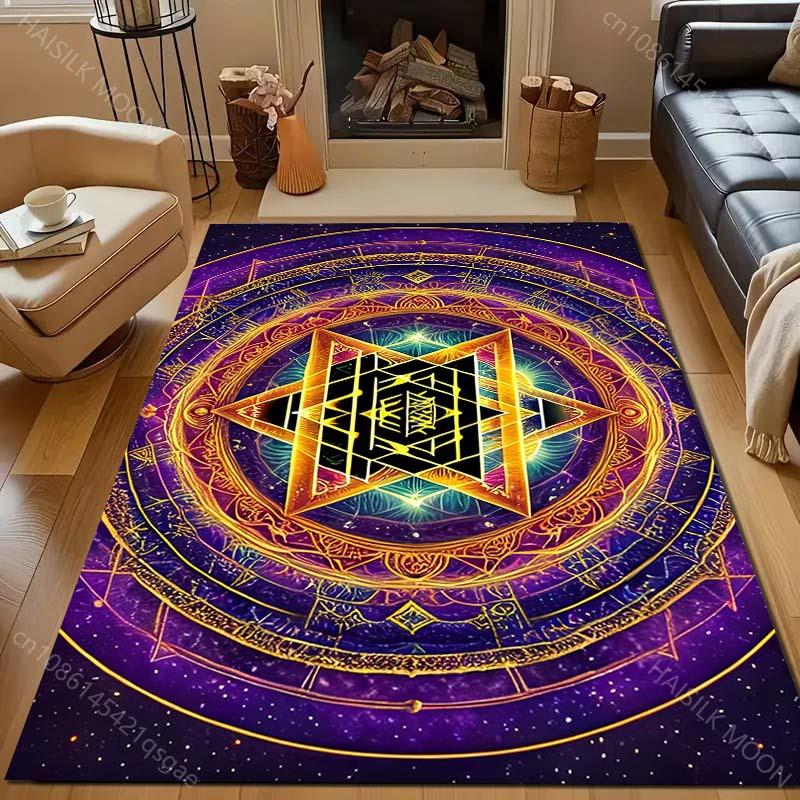 Mysteriöses Muster Sri Yantra Teppich für Wohnzimmer Schlafzimmer Sofa Fußmatte Dekor Kinder Spiel Heim Bereichsteppich Rutschfeste Bodenmatte
