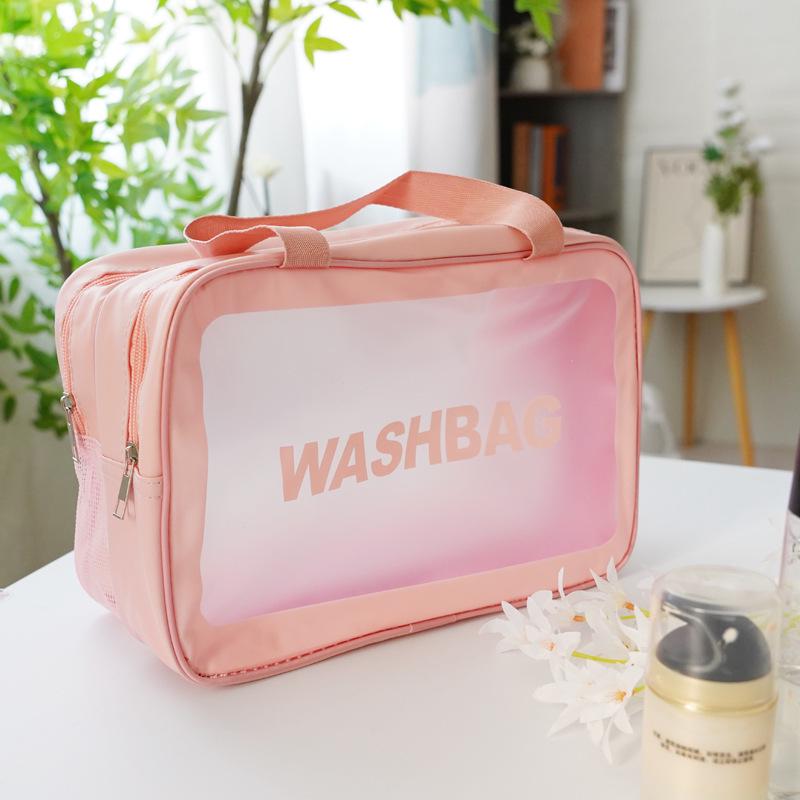 Large Capacity Waterproof PVC Makeup Bag - Portable, Transparent Travel Toiletry Organizer