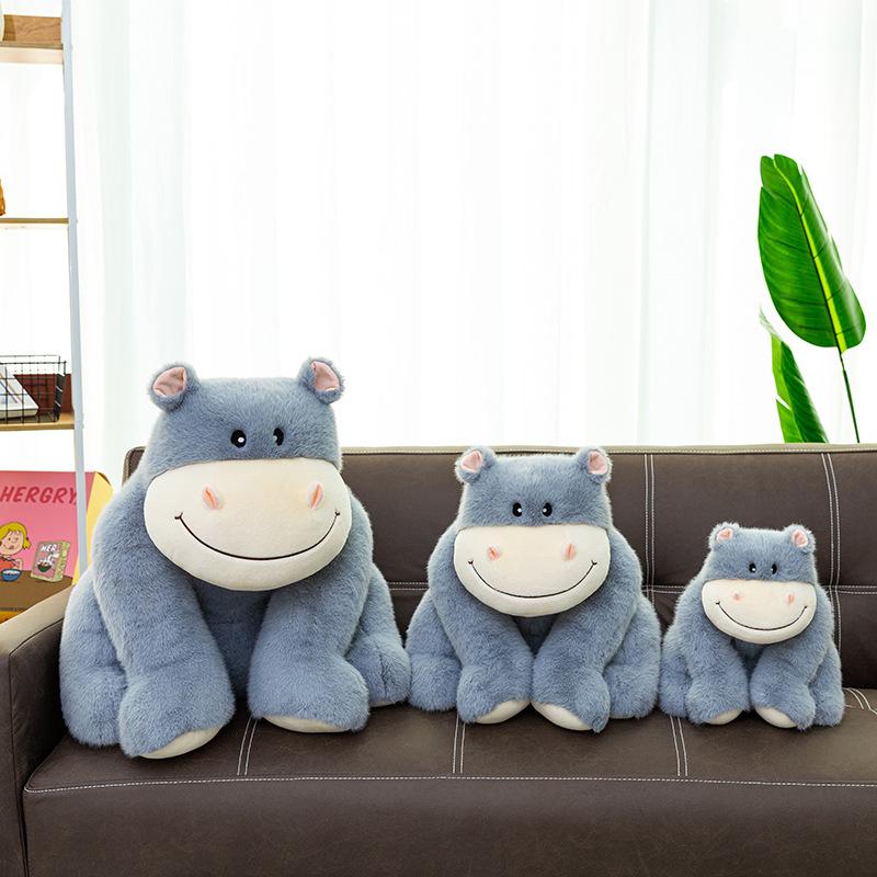 Cute Cute Hippo Plush Toy Cartoon Sitting Posture Forest Animal Doll Children Sleeping with Pillow