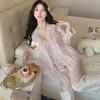 New autumn and winter golden velvet pajamas women's sexy embroidery suspenders pure desire French loungewear three-piece set with chest pad