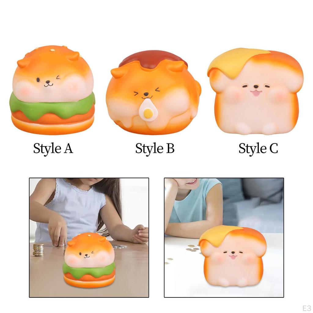 Bread Puppy Money Bank Animal Sculpture Art Doggy Figurine Little Dog Statue for Bookshelf Living