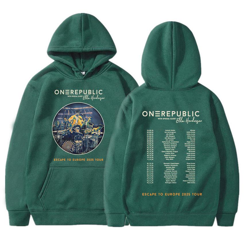 OneRepublic Escape To Europe 2025 Tour Hoodies Autumn Fleece Casual Male Sweatshirts Long Sleeve Band Printing Sudaderas Unisex
