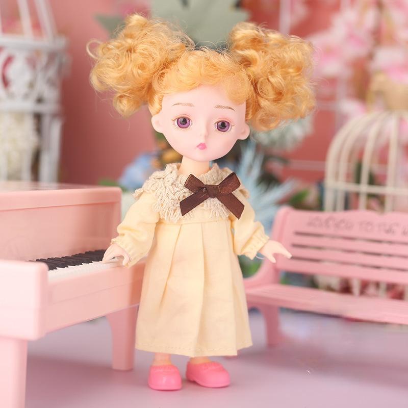 15CM Mini Movable 13Jointed Doll Girls Toy 3D Big Eyes BJD Princess Full Outfits Dresses Collection Childrens Doll Gift