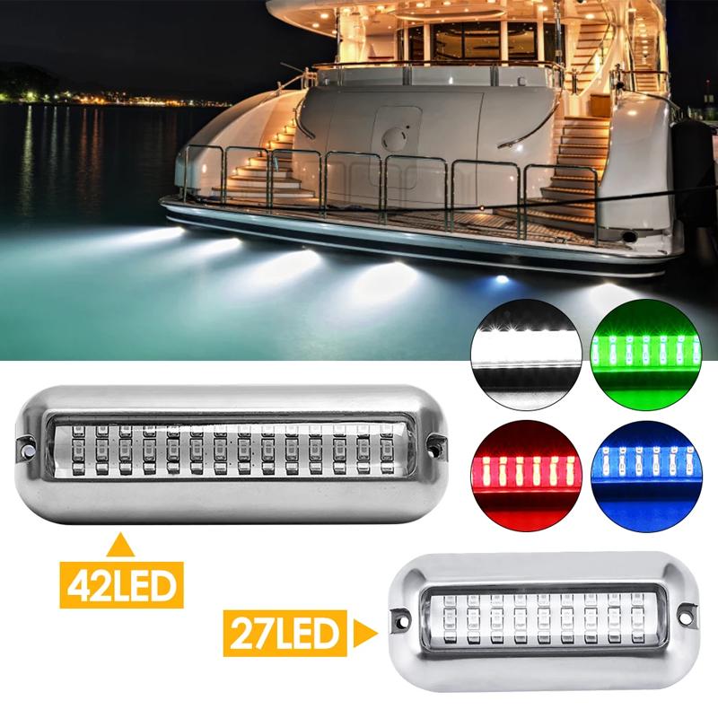 2Pcs Underwater Light Speedboat Boat Lights 27/42 LED Navigation Lighting Boat Marine Transom Lamp RVS Yacht Accessories
