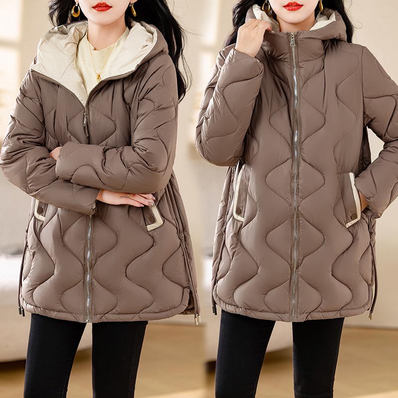

Women s Winter Mid-Length Korean Style Thicken Cotton Jacket Coat Medium кофейный