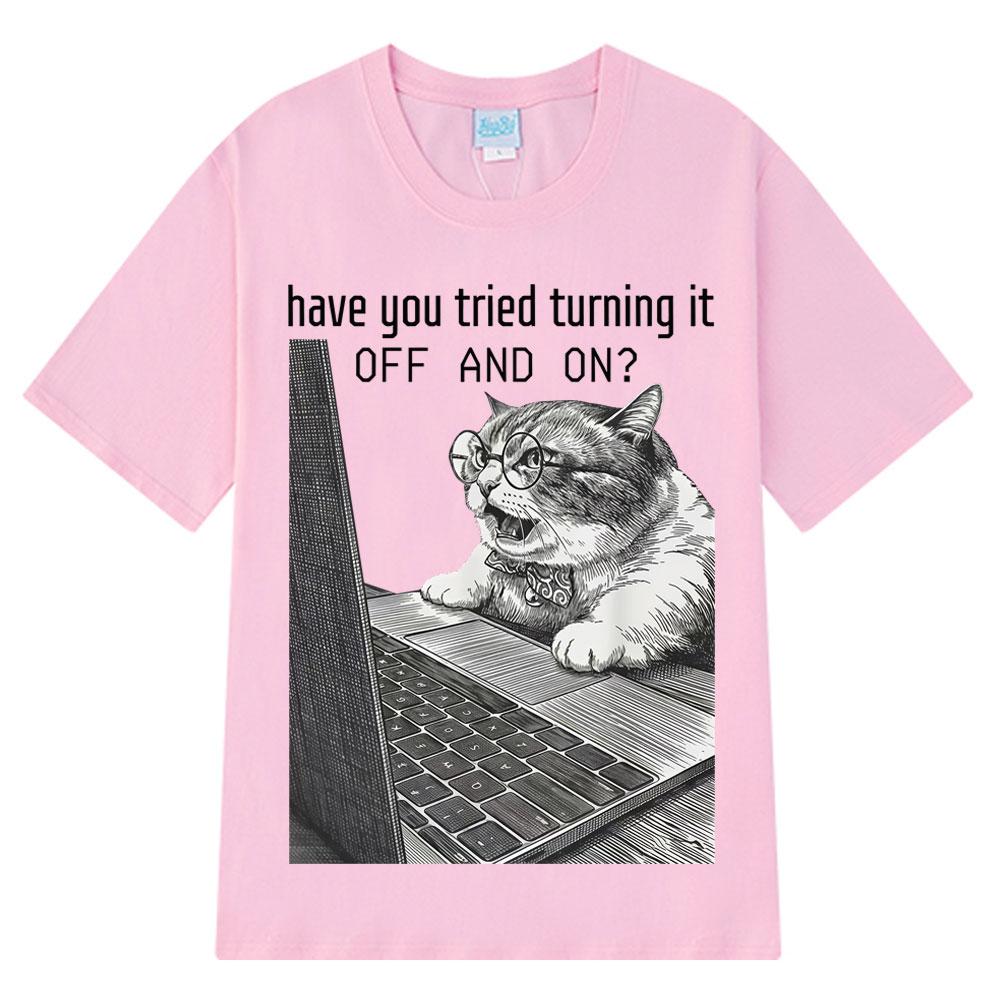 Funny Work Cat Meme Tshirt Unisex Harajuku Tshirt Summer Shortsleeved Loose Casual Vintage Tshirts Lover Gift