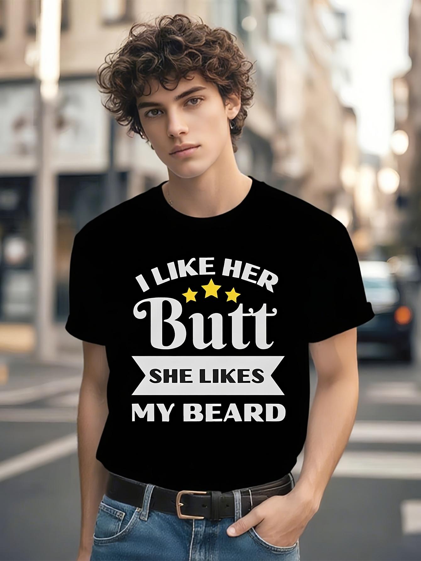 Funny Tshirt Funny Beard Lover Slogan Tshirt - I Like Her... S
