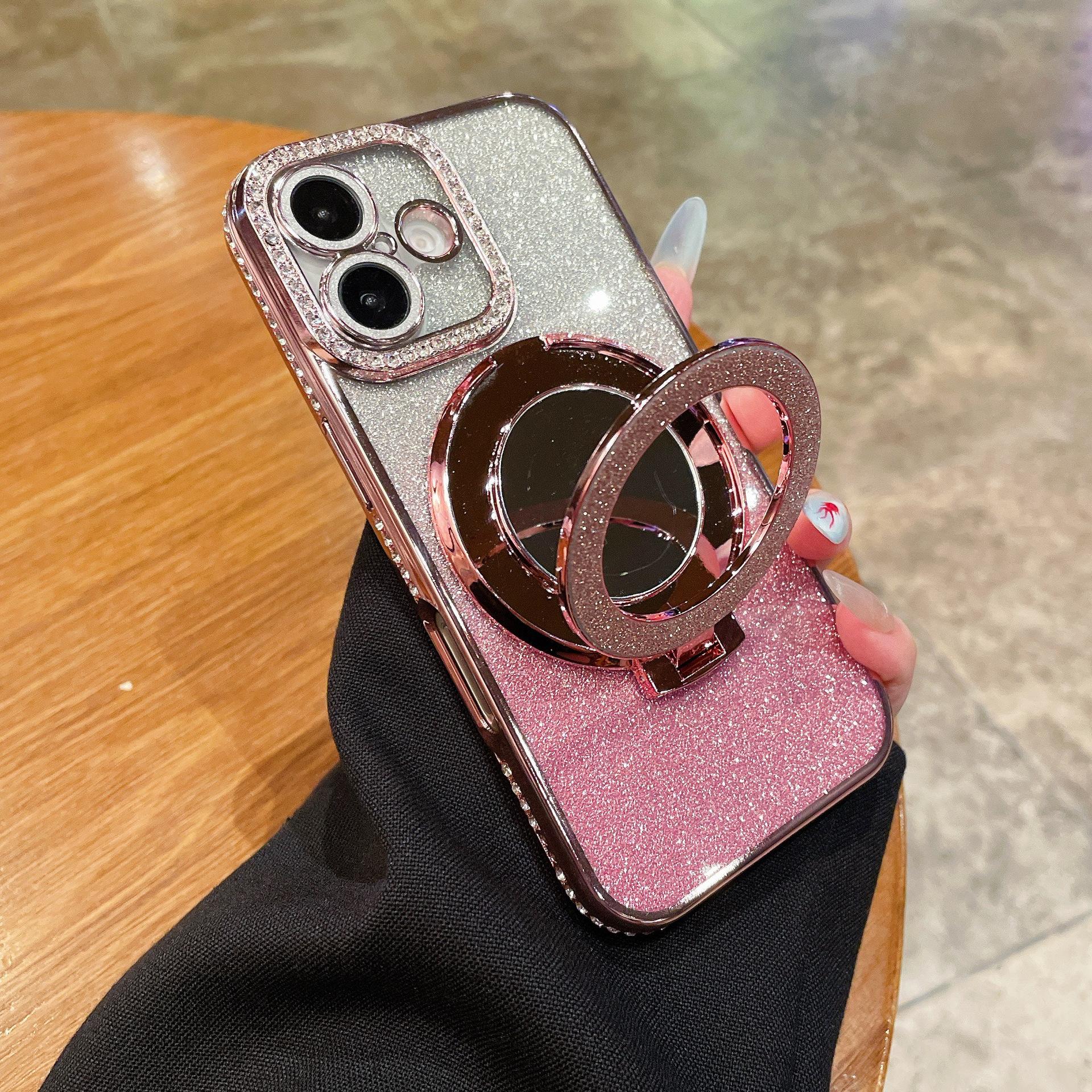 

Edge Diamond Glitter Зеркальный Магнитная Подставка Мягкий Чехол 15, Подходит для Apple 16PLUS Защитная Пленка для Объектива Чехол для Телефона IPhone11 iPhone 16promax