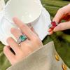 Jewelry Copper Bottom Gold-Plated Simulation Blue Spinel Ring Main Stone 10 * 12